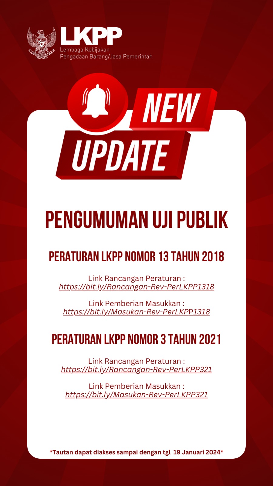 Lkpp Pengumuman Uji Publik Peraturan Lkpp Nomor 13 Tahun 2018 Dan Nomor 3 Tahun 2021 5804